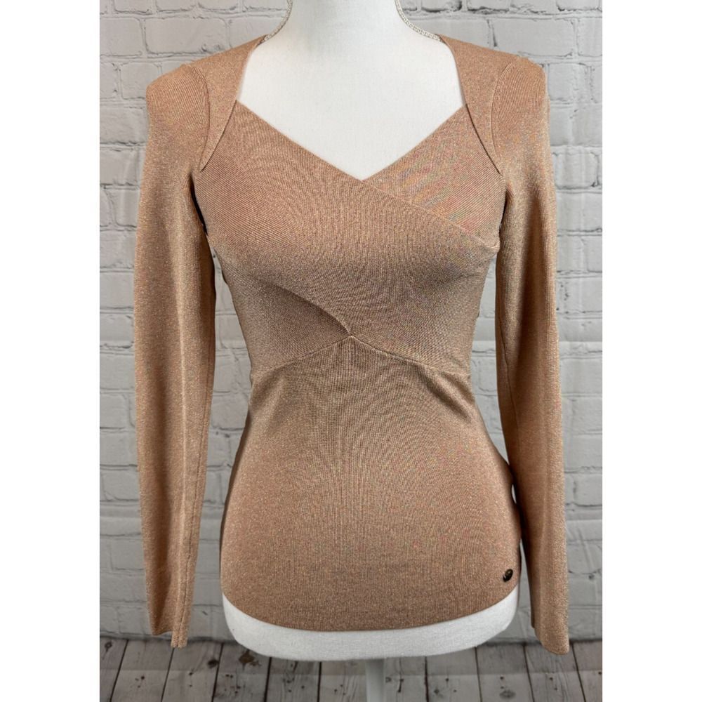 TED BAKER Eloisy dusky pink faux wrap cross over knit pullover size 0 (2 US)